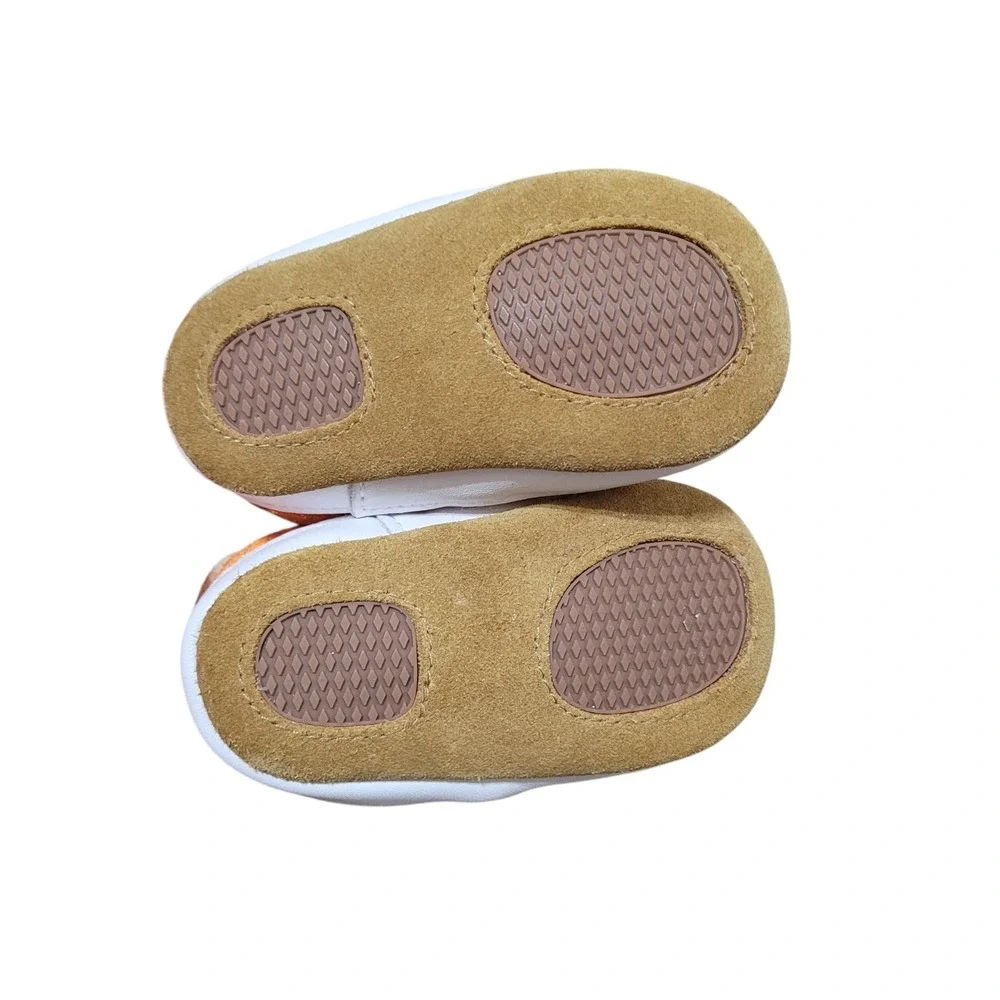 Leather Girl Baby Size 3C Orange Smooth Glitter Slides Flats Shoes‎ A Bear Co